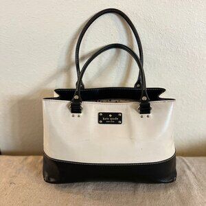 Kate Spade Black/Porcelain Leather Rachelle Berkeley Lane Satchel Tote Handbag